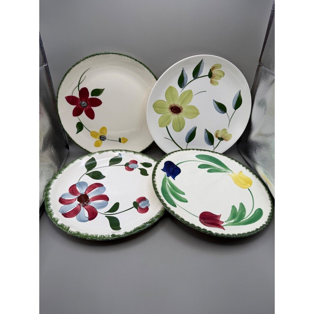 Blue Ridge Pottery Floral Dinner Plates Set of 4 Mixed Patterns 10-1/4"
